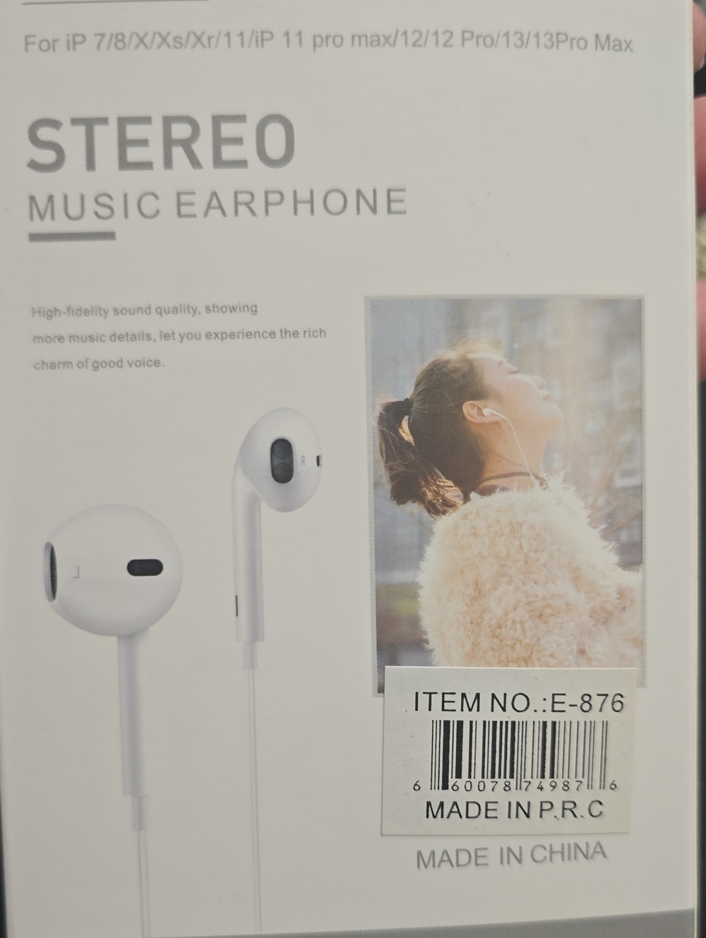 Stereo Music Earphone – White Wired Headphones For Iphone
